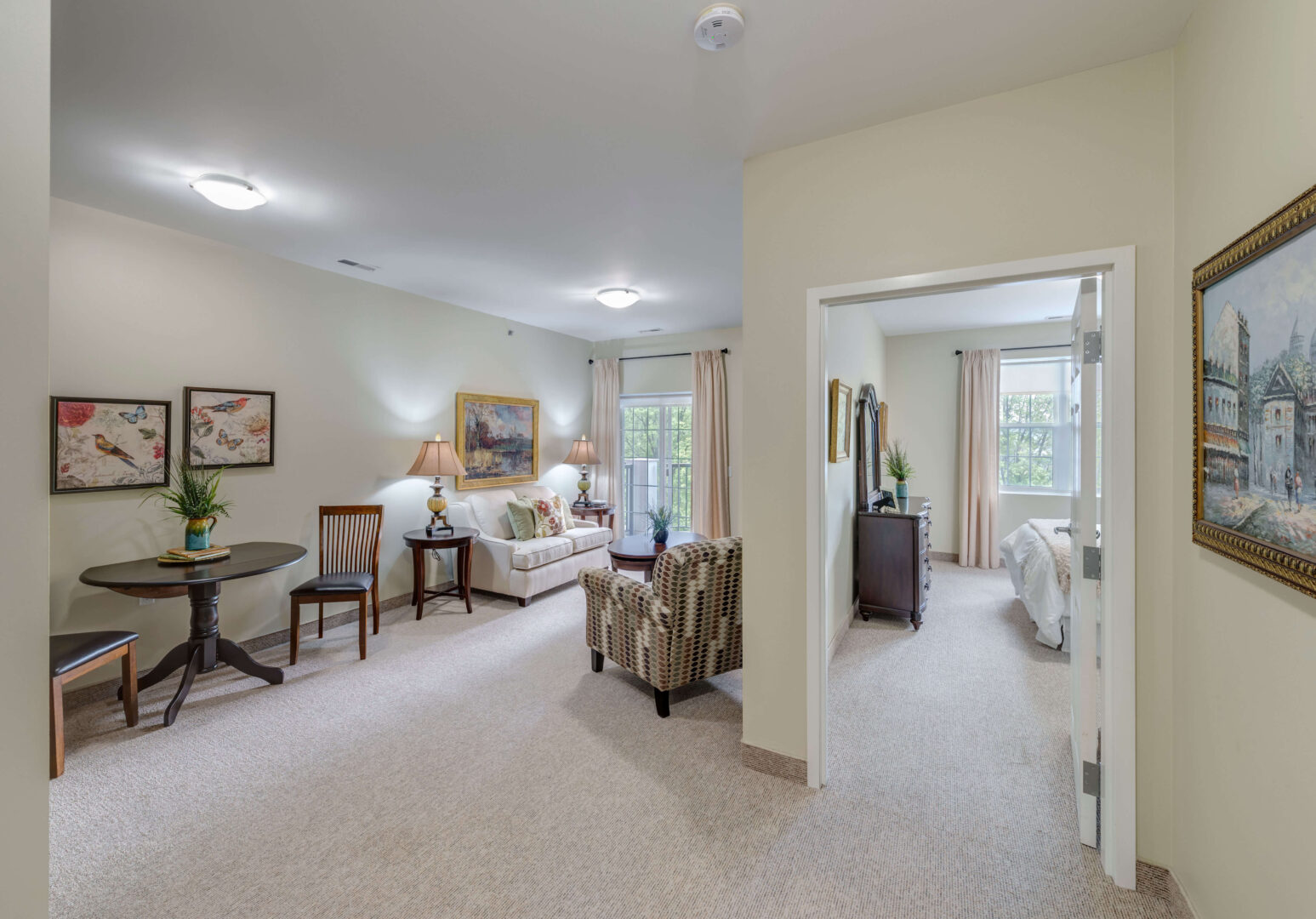 Seasons Amherstburg Suite Living and Bedroom Example