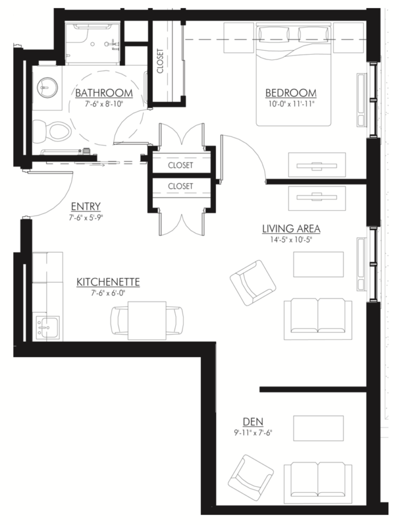 One Bedroom + Den _ 652 square feet