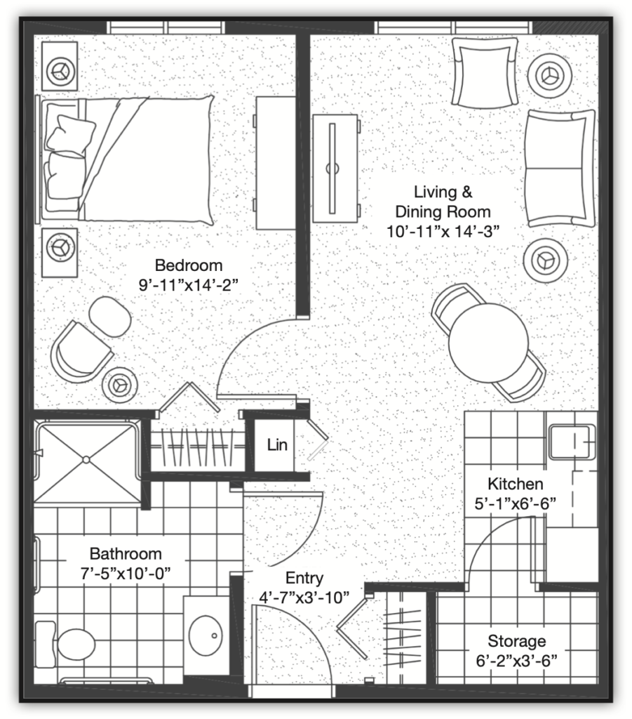 Seasons Wetaskiwin Suite Bedroom Example 561 square feet