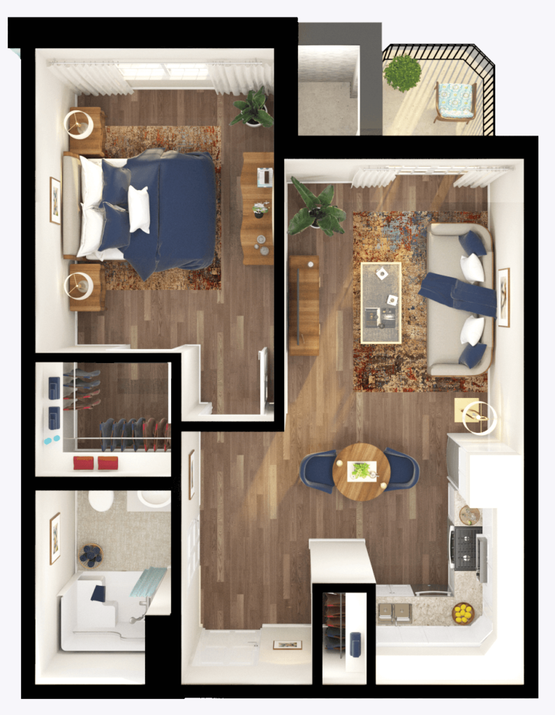 One bedroom Apartment _ 543 sf