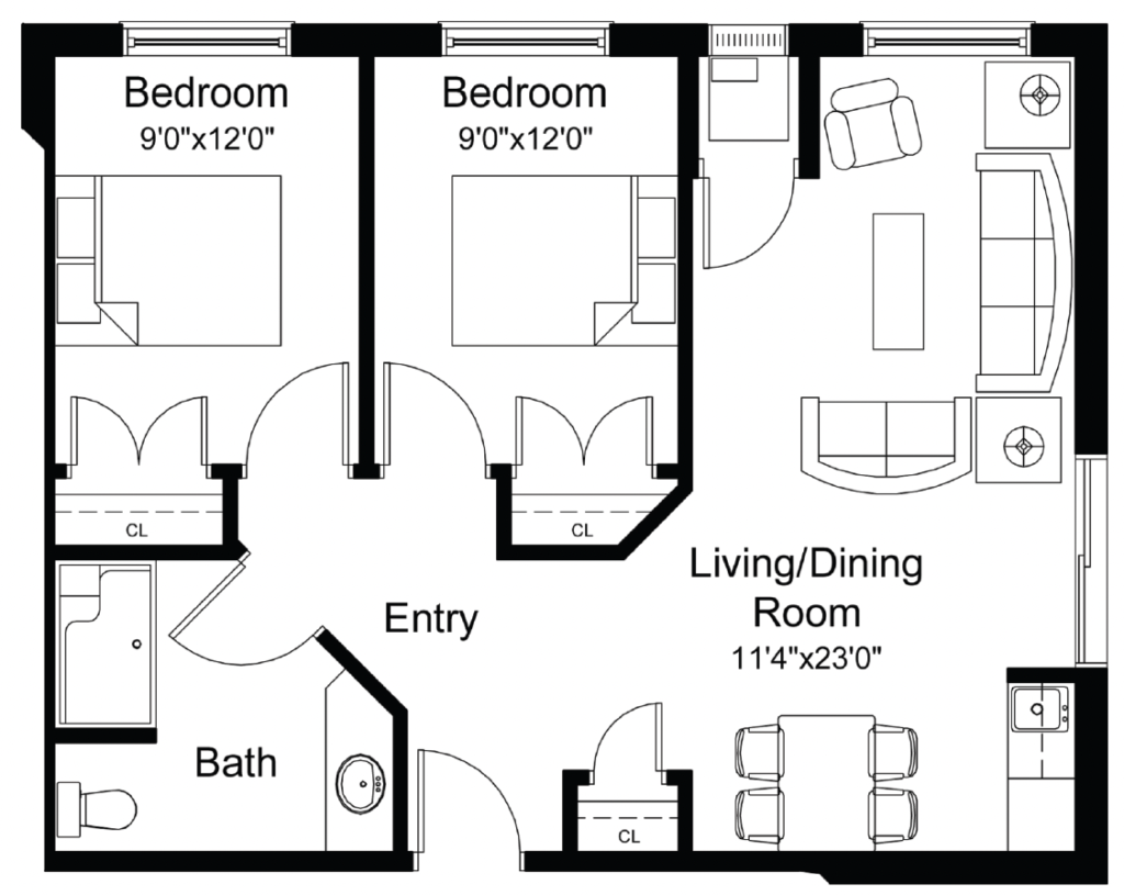 Two Bedroom | 782 square feet
