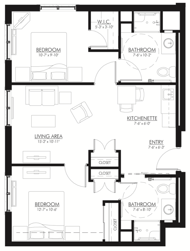 Two Bedroom _ 820 square feet