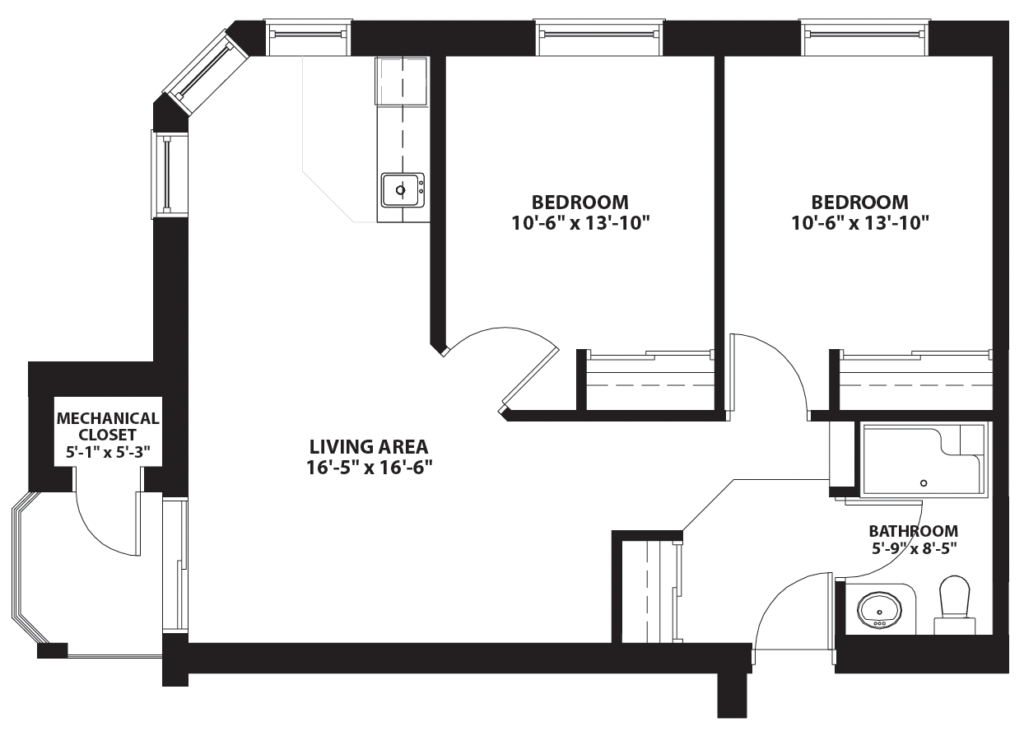 Two Bedroom _ 839 square feet
