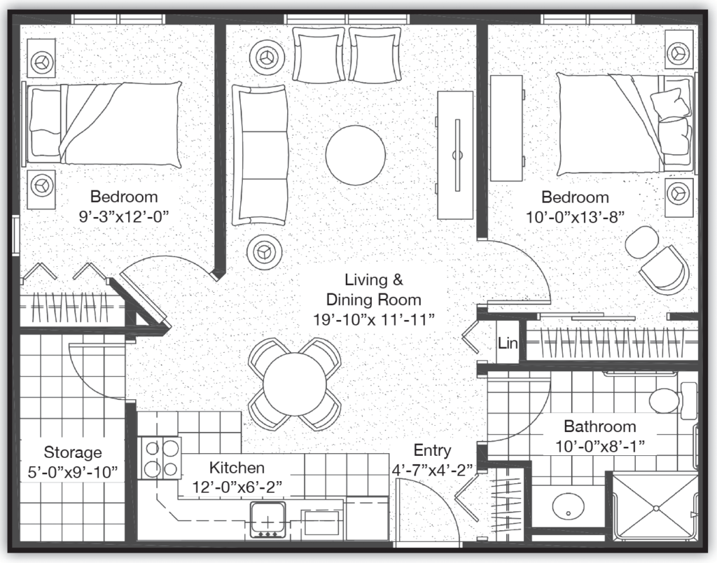 Two Bedroom _ 842 Square Feet