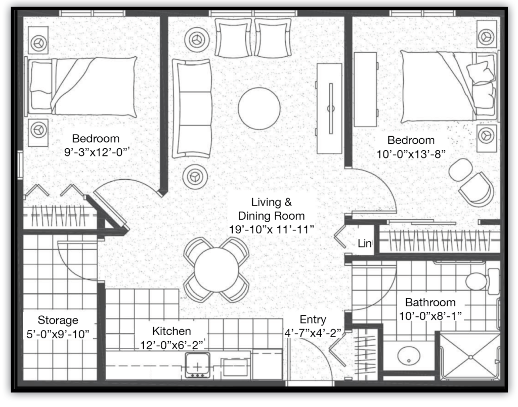 Two Bedroom _ 842 square feet