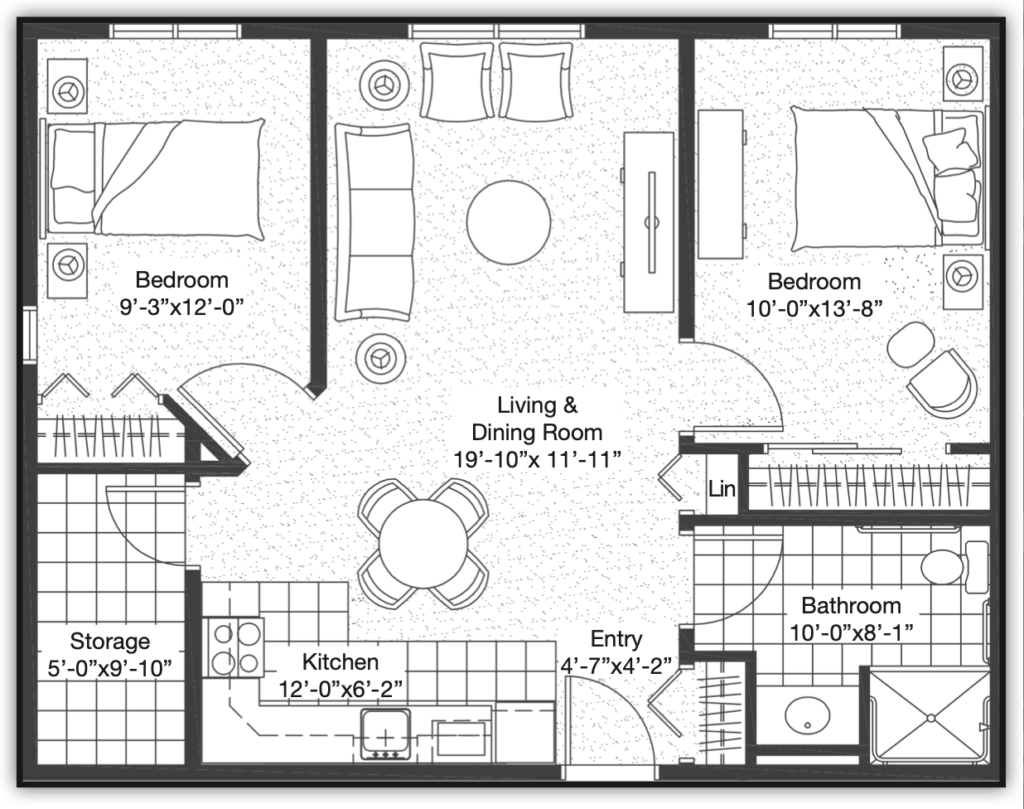 Seasons Wetaskiwin Suite Bedroom Example 842 square feet