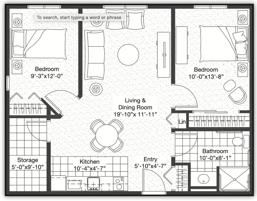 Two Bedroom _ 842 square feet