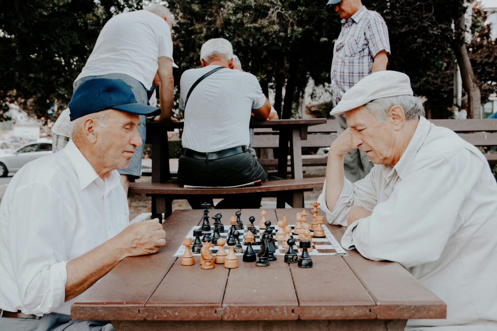 seniors playing chess