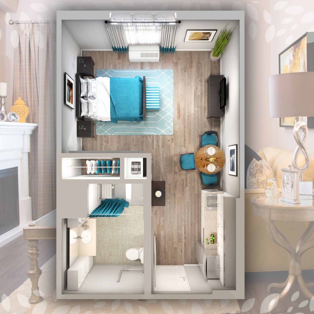 seasons Cambridge studio suite 392 square feet