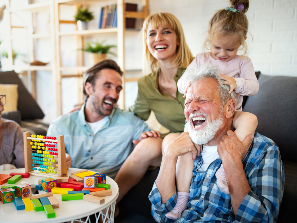 senior with family