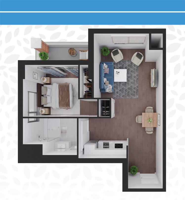 London-1-Bed-Suite-Plan-3D-CLR-opt