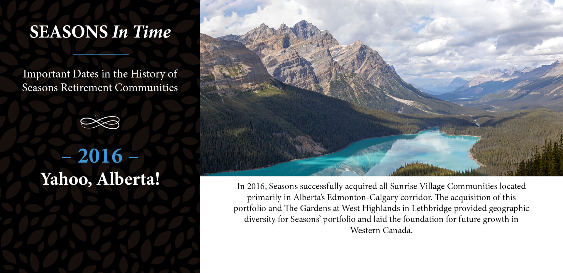 Seasons in time - In 2016, Seasons Retirement acquires properties in Alberta