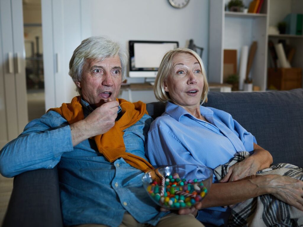 seniors watching movie